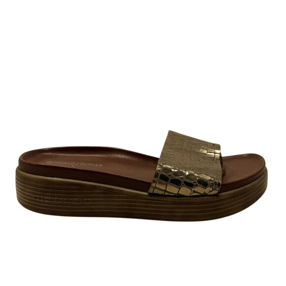 Donald Pliner Womens Fiji Platform Slide Sandals Brown Metallic gold size 8 - Picture 8 of 13
